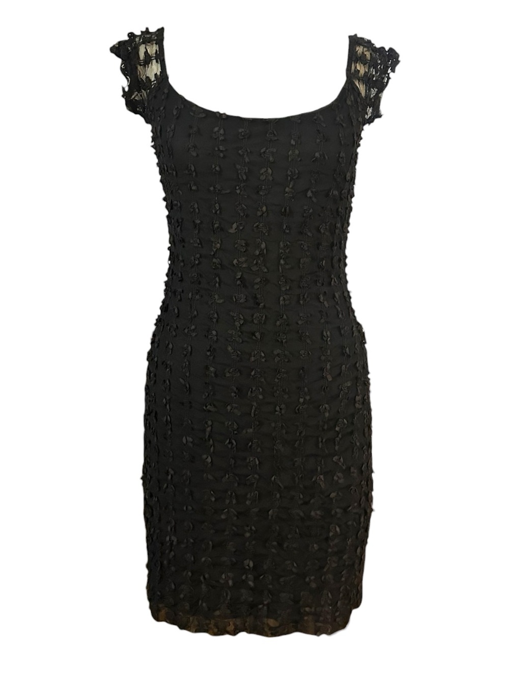 Vintage 90s Betsey Johnson Mesh Bow Ribbon Dress Y2K Black Label L